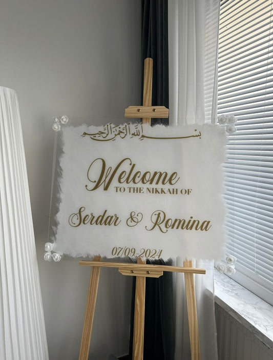 Skylt - "Welcome to the nikkah of"