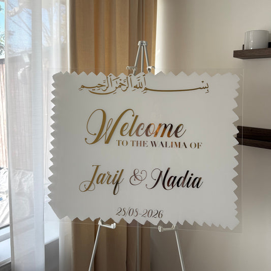 Skylt - "Welcome to the walima of"